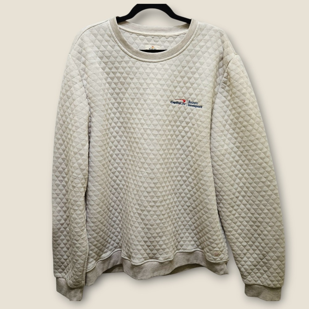 Marine Layer 2XL Quilted Pullover Sweatshirt Beige Branded Capital One Business‎